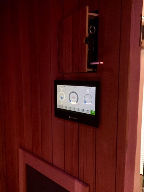 Touch screen controls inside the sauna