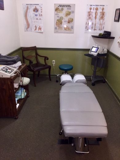 Treatment room set up for laser therapy
